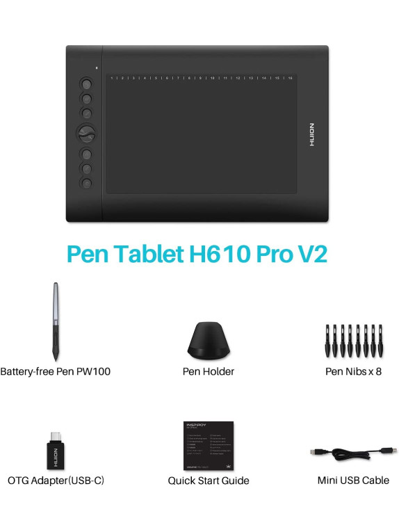 HUION H610 Grafik çizim tableti
