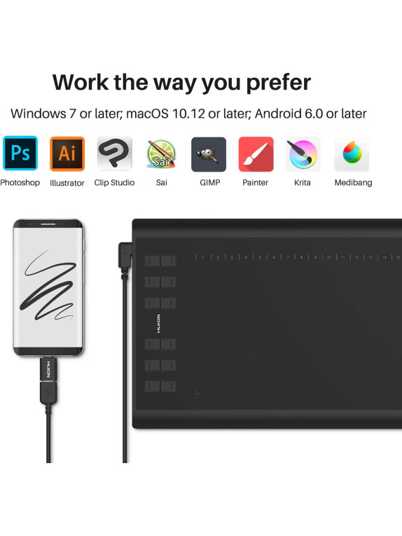 HUION H1060P Grafik çizim tableti