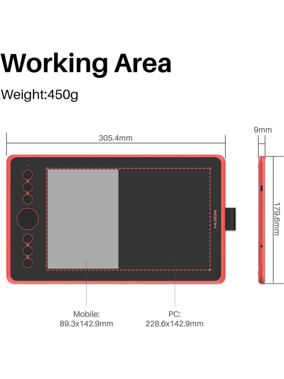 HUION H320M-Red Grafik çizim tableti