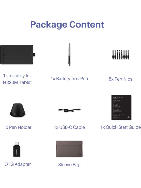 HUION H320M-Blk Grafik çizim tableti