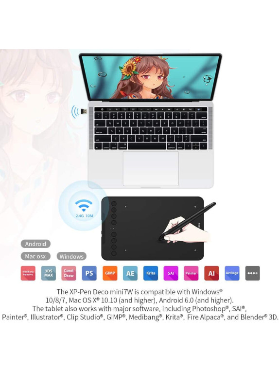 XP-PEN DecoMini7W Grafik çizim tableti